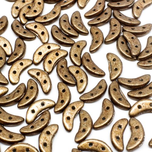 10mm Czech glass glass beads saturated metallic tan — pack of 7, high-quality two-hole beads ideal for jewelry making, bead weaving, and…