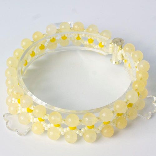 Serenity Gemstone Bracelet yellow jade bracelet making kit — DIY set with beads and instructions for creating handmade jewelry