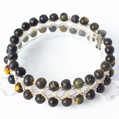 Serenity Gemstone Bracelet blue tiger eye bracelet making kit — DIY set with beads and instructions for creating handmade jewelry