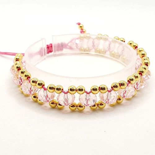 Tannith Macrame Bracelets Makes 4 pink bracelet making kit — DIY set with beads and instructions for creating handmade jewelry