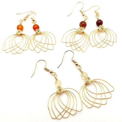 Lotus Gemstone Earrrings 6 Pair champagne jewelry making kit — DIY set with beads and instructions for creating handmade jewelry