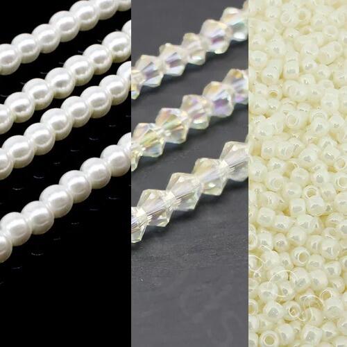 Kassia Diamond Bracelet Makes 2 cream bracelet making kit — DIY set with beads and instructions for creating handmade jewelry