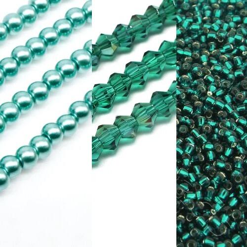 Kassia Diamond Bracelet Makes 2 teal bracelet making kit — DIY set with beads and instructions for creating handmade jewelry
