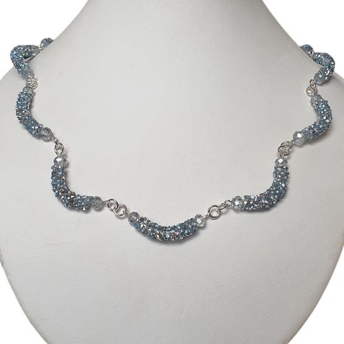 Gloria Diamond Necklace silver light aqua necklace making kit — DIY set with beads and instructions for creating handmade jewelry