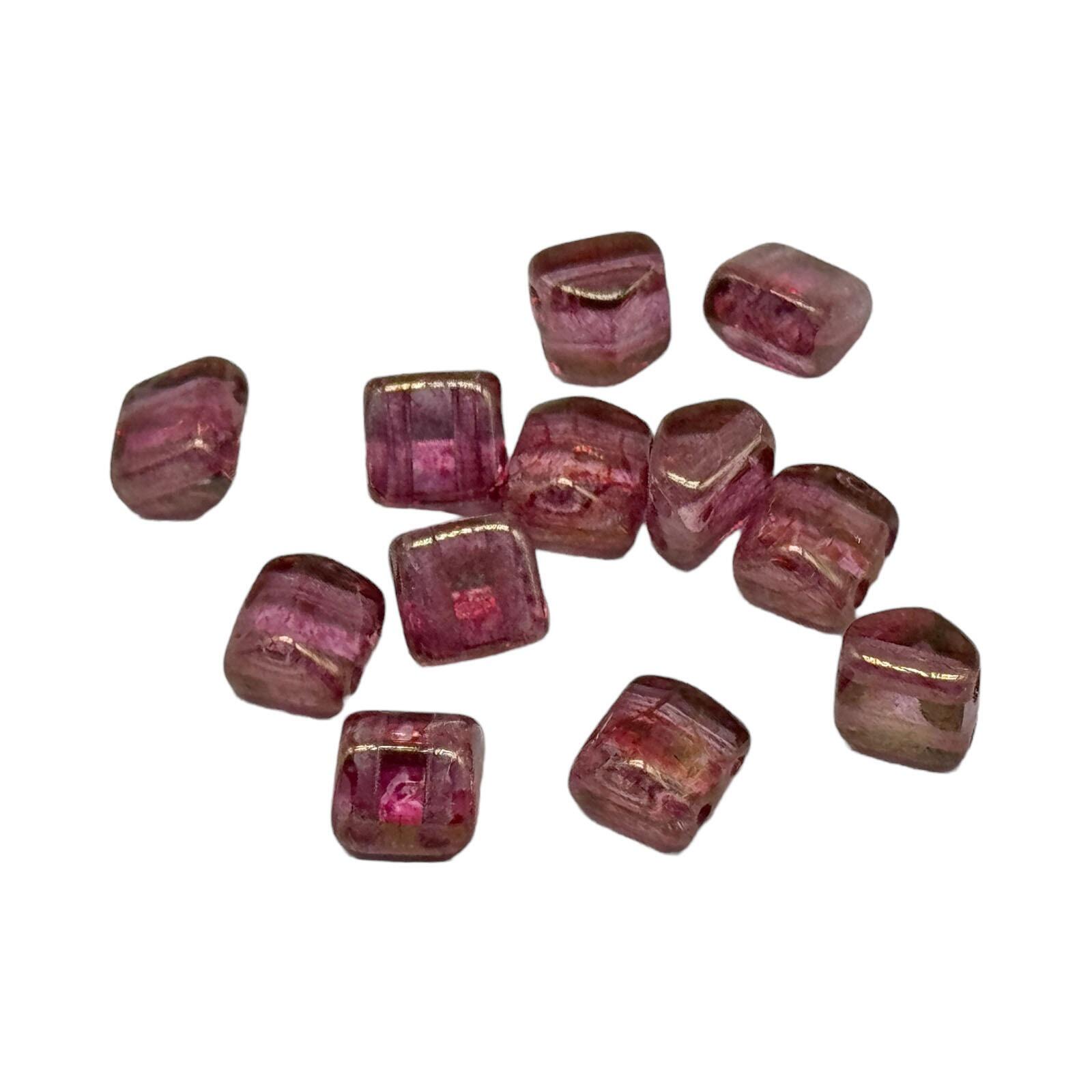 6mm Czech glass glass beads lus. trans. topaz — pack of 25, high-quality two-hole beads ideal for jewelry making, bead weaving, and crafts