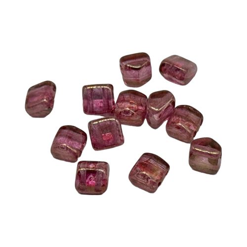 6mm Czech glass glass beads lus. trans. topaz — pack of 25, high-quality two-hole beads ideal for jewelry making, bead weaving, and crafts