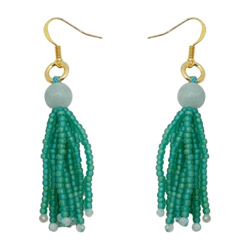 Ursula Gemstone Tassel Earrings amazonite earring making kit — DIY set with beads and instructions for creating handmade jewelry