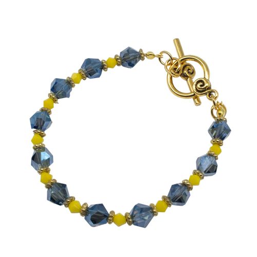 Crystal Nugget Bracelets Makes 3 electric blue with gold bracelet making kit — DIY set with beads and instructions for creating handmade…
