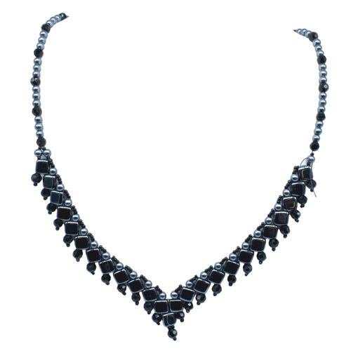 Tiffany Tile Necklaces hematite necklace making kit — DIY set with beads and instructions for creating handmade jewelry