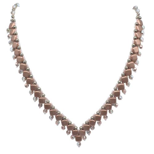 Tiffany Tile Necklaces metallic copper necklace making kit — DIY set with beads and instructions for creating handmade jewelry