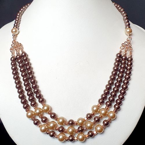 Marushka Pearl Necklace brown & gold necklace making kit — DIY set with beads and instructions for creating handmade jewelry