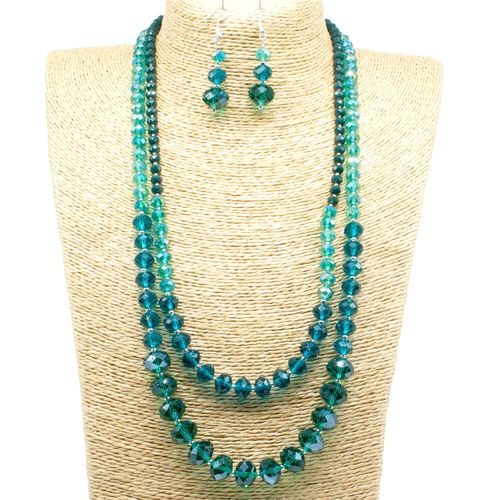 Elenor Double Strand Necklace teal necklace making kit — DIY set with beads and instructions for creating handmade jewelry