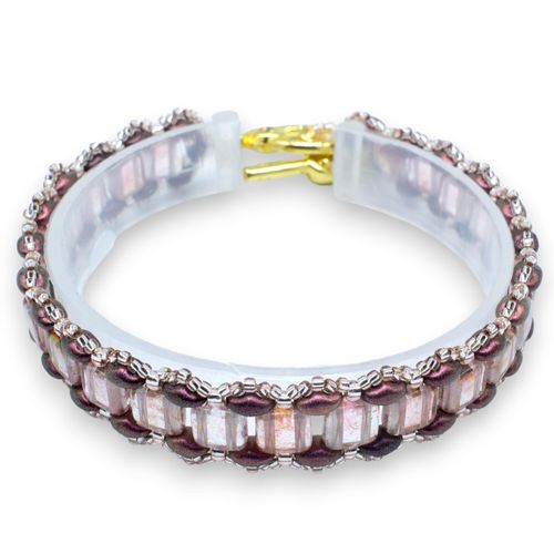 Johanna Tile Bracelet Makes 2 salmon pink bracelet making kit — DIY set with beads and instructions for creating handmade jewelry