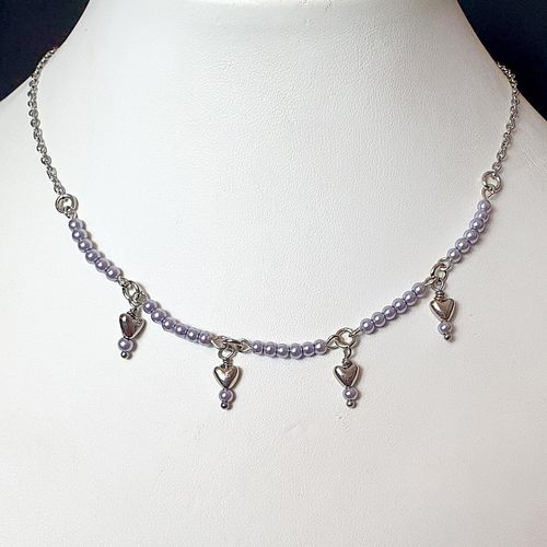 Cordelia Heart Necklaces indigo blue necklace making kit — DIY set with beads and instructions for creating handmade jewelry