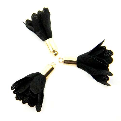 Flower Tassel Tulip - Gold Tone Cap Carbon Black 5pcs