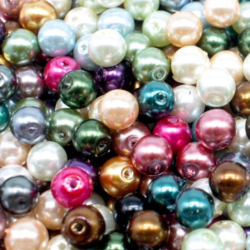 Glass Pearl Round Beads 8mm Mixed 100pcs for jewellery making