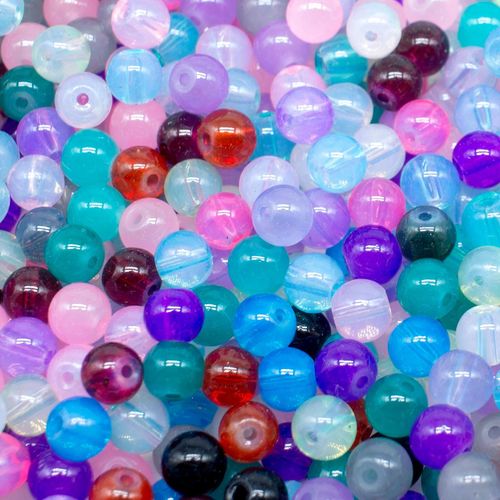 Milky Glass Beads 6mm Mixed 60pcs for jewellery making