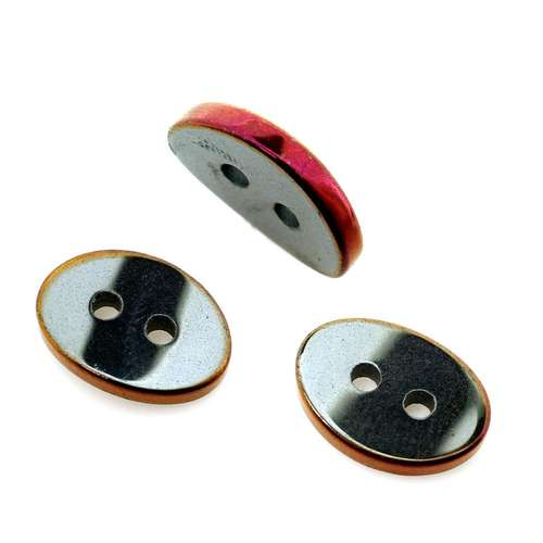 Hematite Oval Button 14mm 1pc - Purple Plated