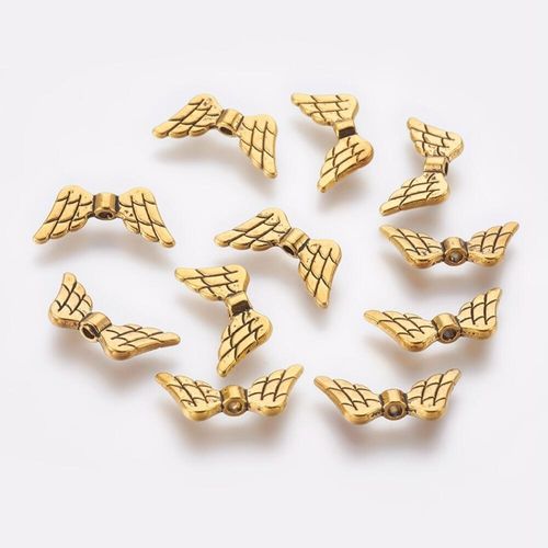Metal Wing Angel Bead 19mm Antique Gold 12pcs for jewellery making