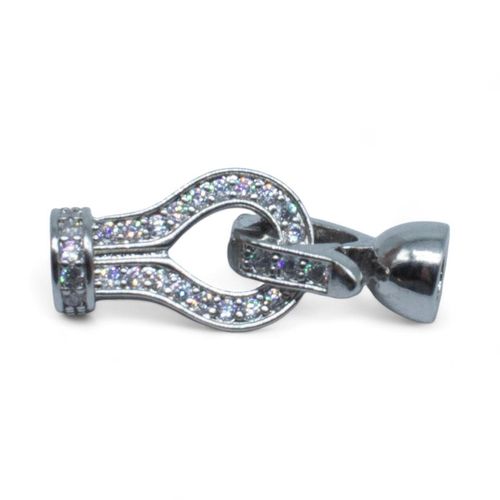 Fancy Rhinestone Clasp Drop 15mm Rhodium for jewellery making