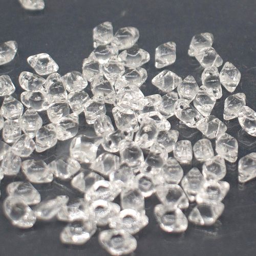 6x4mm 10g Czech glass Rulla beads crystal — two-hole beads for jewelry making and bead weaving