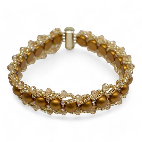 Averlyn Flat Spiral Bracelets metallic golden bracelet making kit — DIY set with beads and instructions for creating handmade jewelry