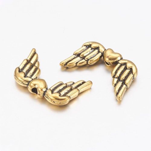 Metal Wing Bead 18mm Antique Gold 10pcs for jewellery making