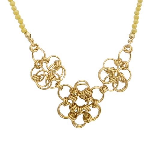 Laura Jump Ring Necklaces Makes 5 gold necklace making kit — DIY set with beads and instructions for creating handmade jewelry