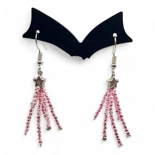 Shooting Star Earrings metallic dark pink earring making kit — DIY set with beads and instructions for creating handmade jewelry