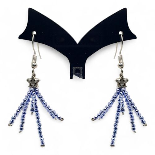 Shooting Star Earrings metallic violet blue earring making kit — DIY set with beads and instructions for creating handmade jewelry