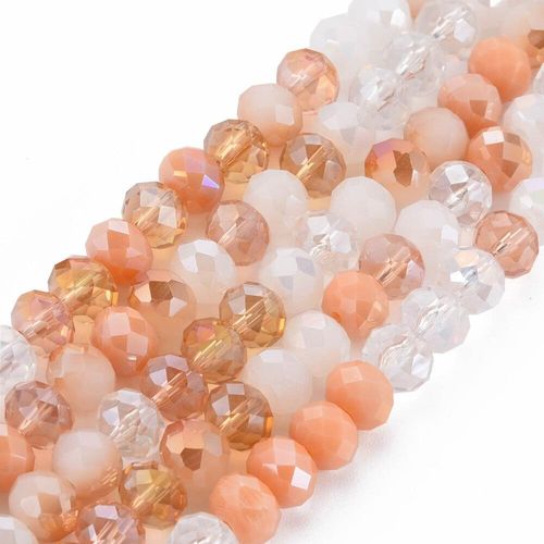 8mm crystal beads salmon mix, pack of 70 — faceted for jewelry making and beadwork