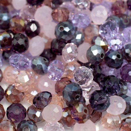 8mm crystal beads purple heliotrope mix, pack of 140 — faceted for jewelry making and beadwork