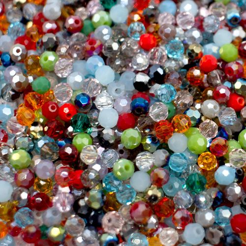 4mm crystal beads mixed colours, pack of 200 — faceted for jewelry making and beadwork