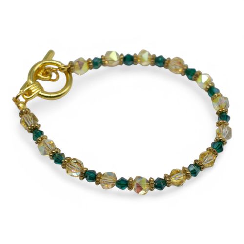 Crystal Mini Nugget Bracelets Gold Makes 3 gold & teal bracelet making kit — DIY set with beads and instructions for creating handmade je…