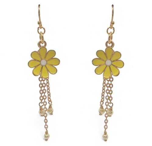 Tansy Floral Earrings yellow earring making kit — DIY set with beads and instructions for creating handmade jewelry