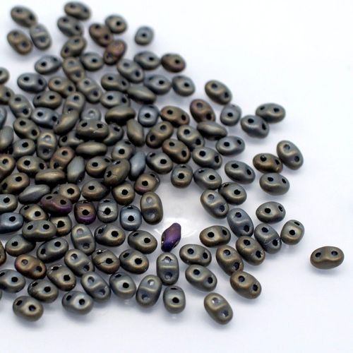 2x4mm 5g Czech glass Rulla beads matt iris brown — two-hole beads for jewelry making and bead weaving
