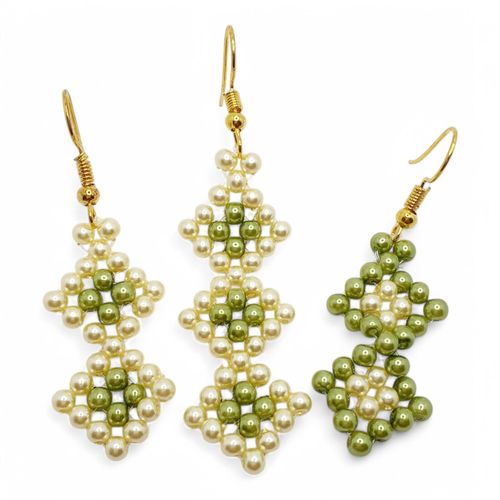Yvette Pearl Earrings buttermilk & olive earring making kit — DIY set with beads and instructions for creating handmade jewelry