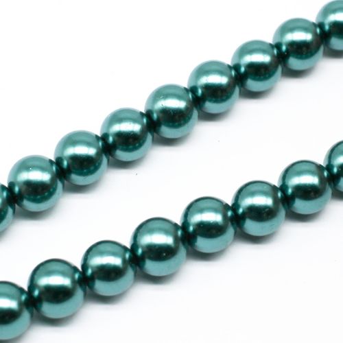Glass Pearl Round Beads 10mm LT Teal for jewellery making
