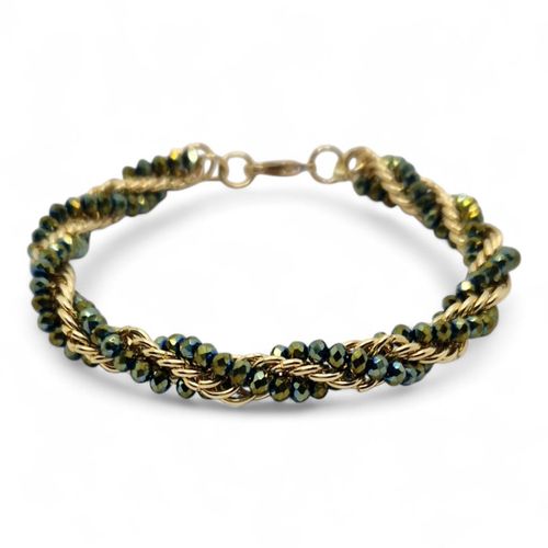 Venora Spiral Crystal Bracelet green iris bracelet making kit — DIY set with beads and instructions for creating handmade jewelry