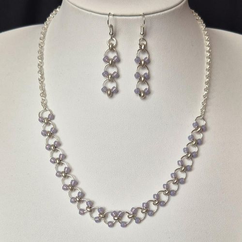 Onika Link Jewellery Set silver violet jewelry making kit — DIY set with beads and instructions for creating handmade jewelry