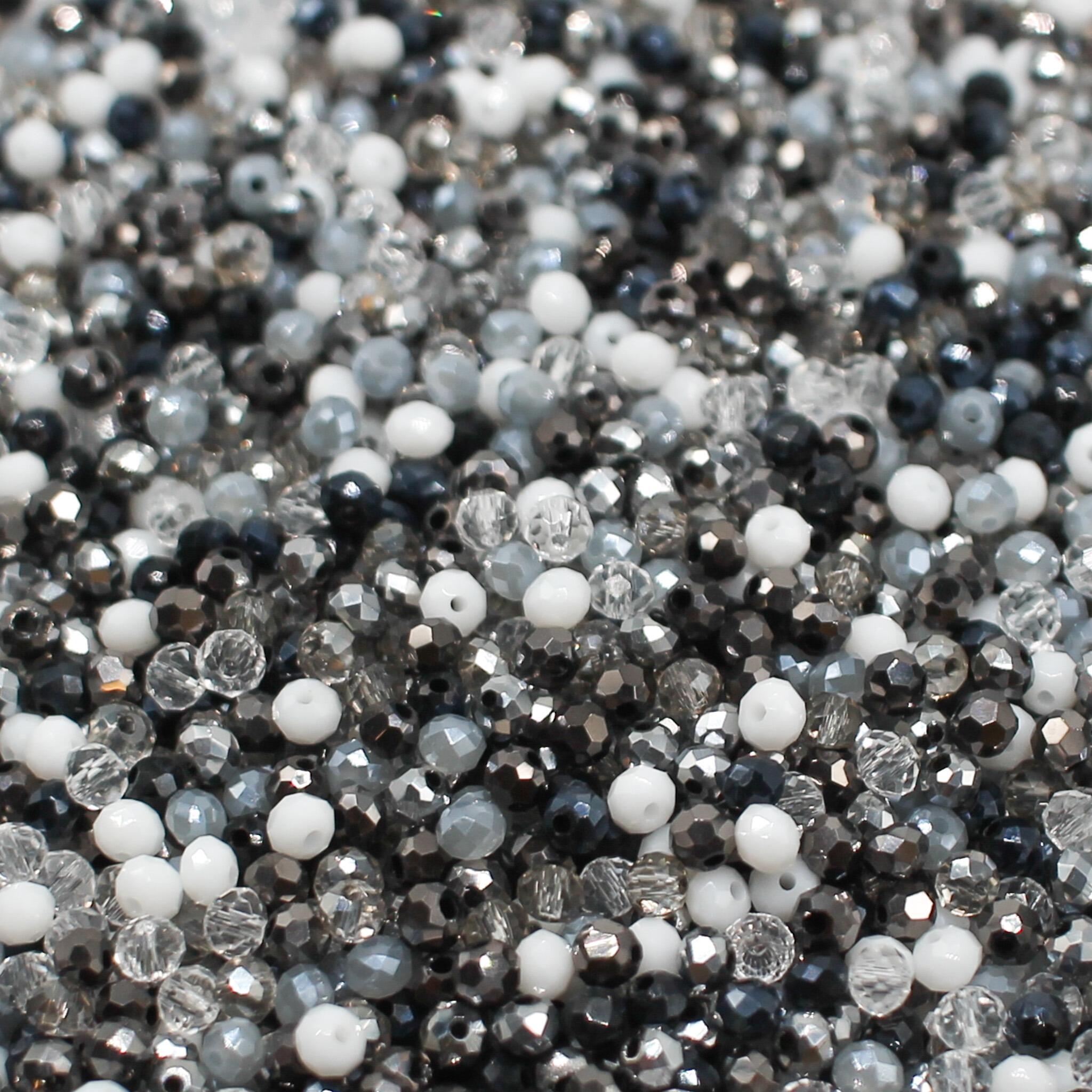 3.5mm crystal beads monochrome mix, pack of 300 — faceted for jewelry making and beadwork