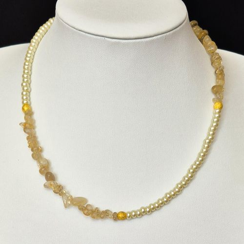 Kalinda Gemstone Jewellery Gold Quartz jewelry making kit — DIY set with beads and instructions for creating handmade jewelry
