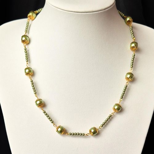 Penelopy Pearl Necklaces Makes 3 olive necklace making kit — DIY set with beads and instructions for creating handmade jewelry