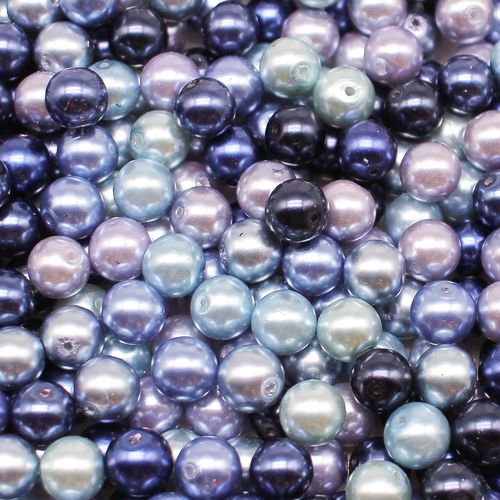 Glass Pearl Round Beads 8mm Blue Mix 100pcs for jewellery making