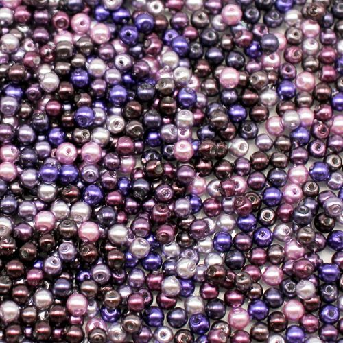 Glass Pearl Round Beads 3mm Purple Mix 240pcs for jewellery making