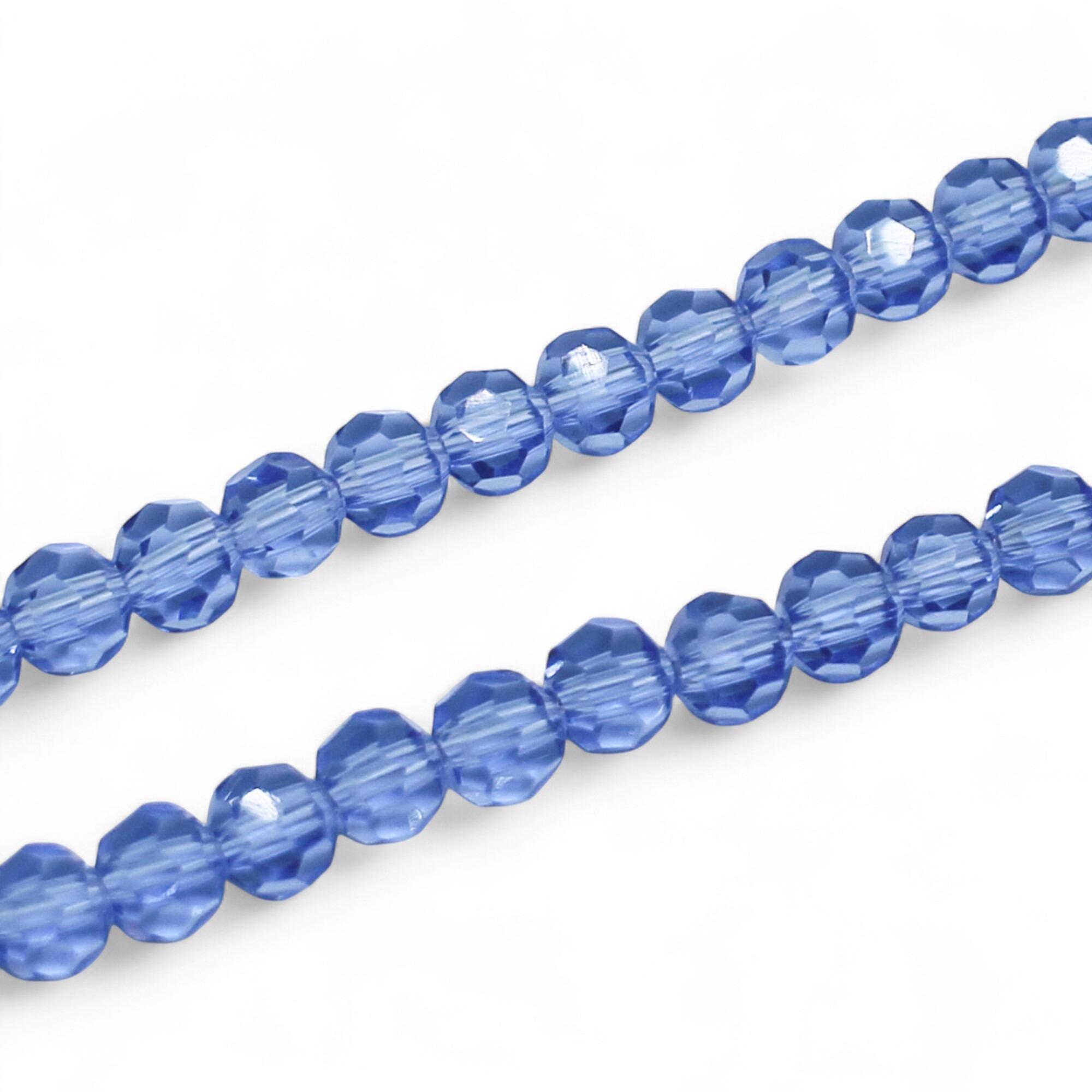 6mm crystal beads blue, pack of 72 — faceted for jewelry making and beadwork