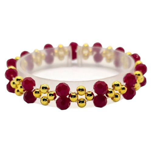 Maria Elastic Bracelet Makes 2 opal red bracelet making kit — DIY set with beads and instructions for creating handmade jewelry