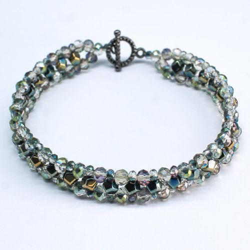 Hematite Nugget Bracelet Makes 3 green gold bracelet making kit — DIY set with beads and instructions for creating handmade jewelry