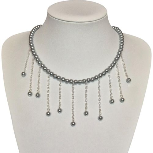 Shannan Drop Necklaces french grey necklace making kit — DIY set with beads and instructions for creating handmade jewelry