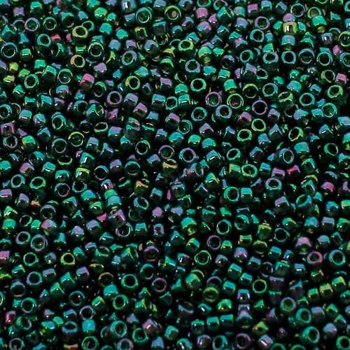 Toho Size 15 Seed Beads 10g - Gold Luster Emerald